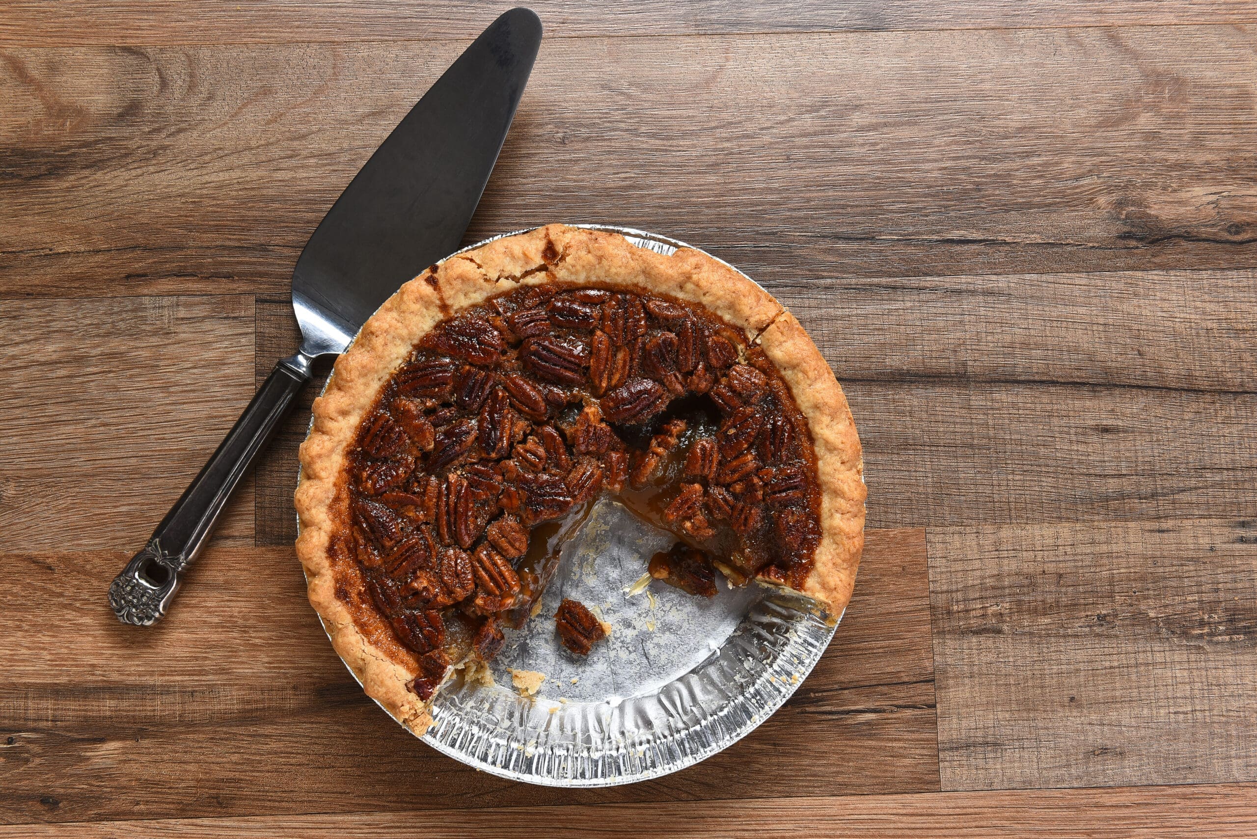 a pecan pie on a table